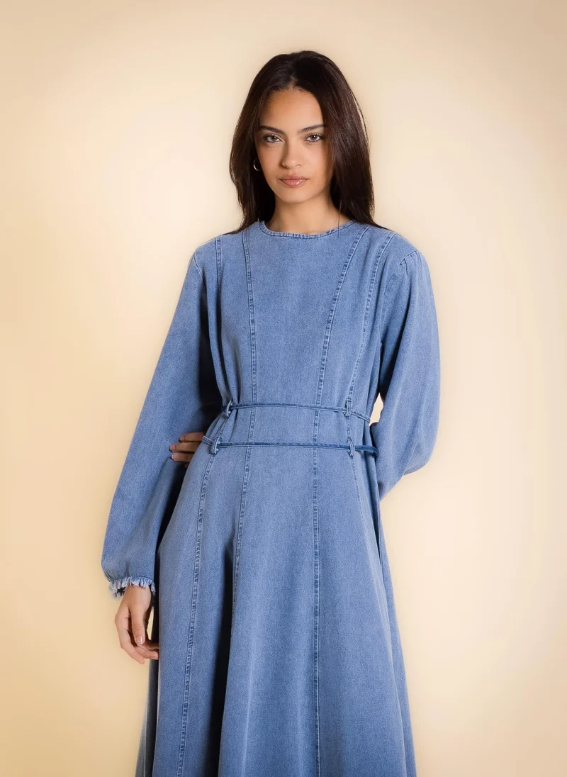 شايبس DETAILED DENIM MIDI DRESS