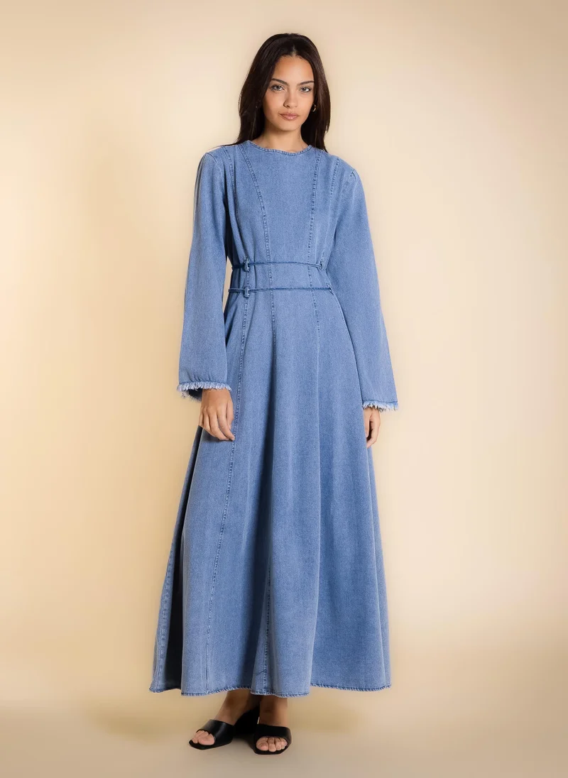 شايبس DETAILED DENIM MIDI DRESS