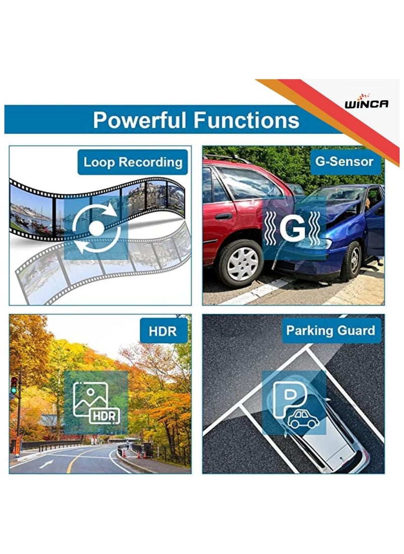 WINCA WINCA Dash Cam 1080P 3”IPS Screen DVR Car Driving Recorder Wide Angle HDR Dashboard Camera Night Vision Parking Mode Motion Detection Loop Recording WIFI – Phone APP  - Image 4