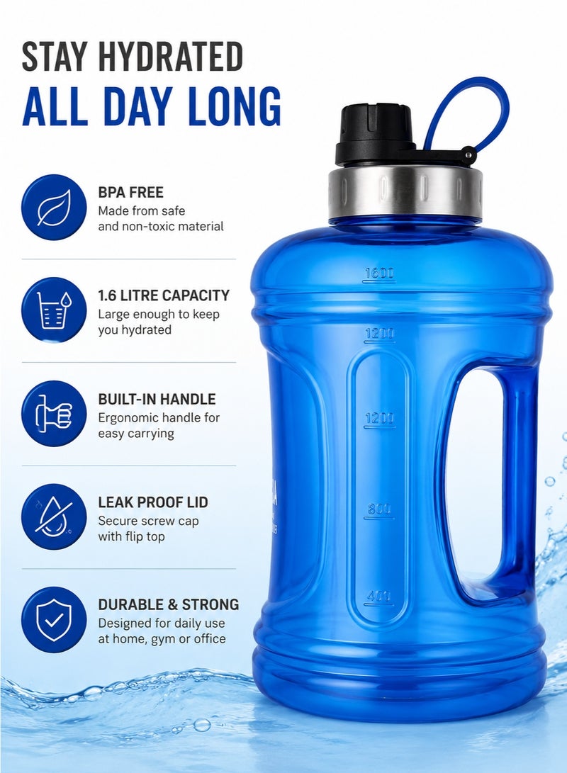 ZAICA 1.6L BPA-Free Sports Water Bottle with Handle, Leakproof Lid, Large Capacity Reusable Water Jug for Gym, Fitness, Hiking, Travel & Outdoor Activities - Image 2