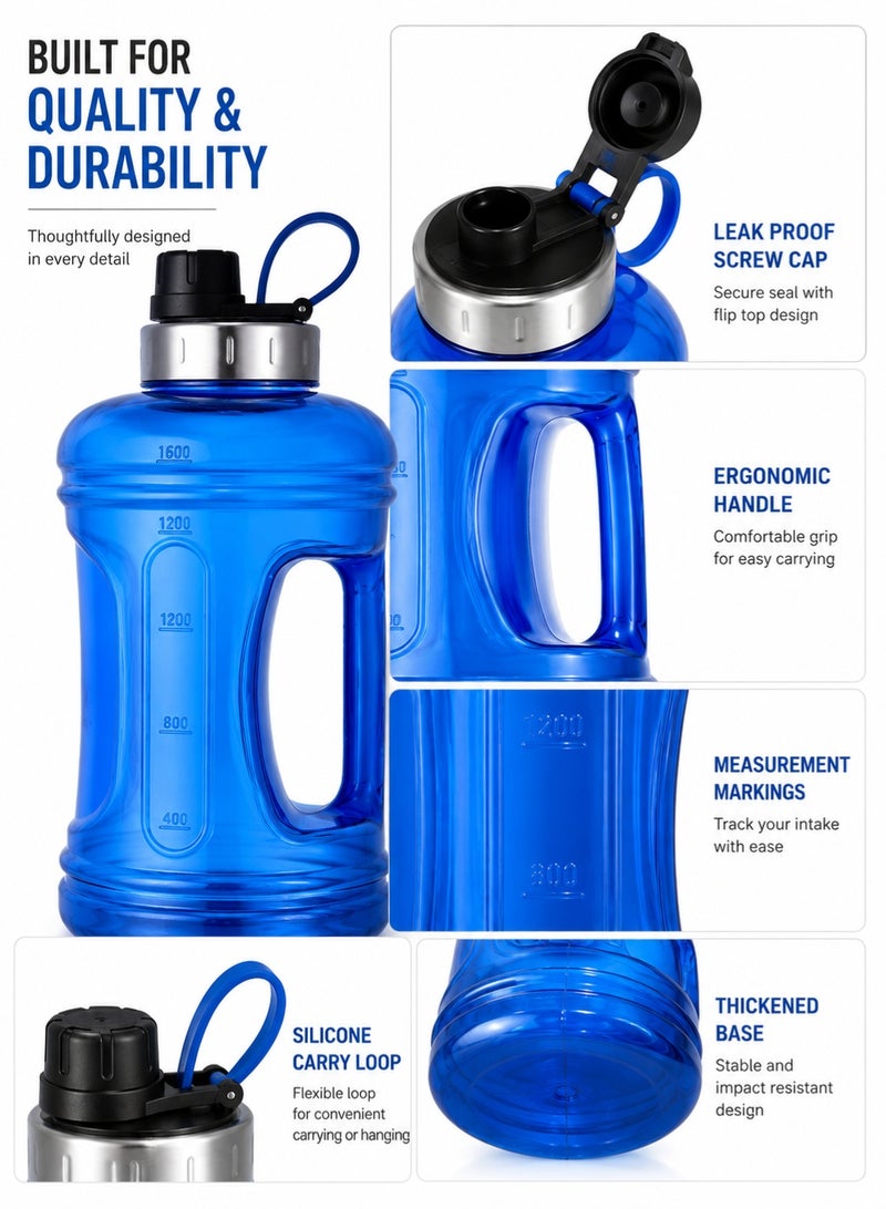 ZAICA 1.6L BPA-Free Sports Water Bottle with Handle, Leakproof Lid, Large Capacity Reusable Water Jug for Gym, Fitness, Hiking, Travel & Outdoor Activities - Image 3