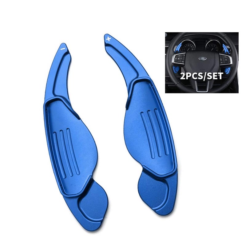 SANRILY 2pcs Blue Aluminum Steering Wheel Paddles Shift DSG Extensions for Land Rover Evoque Velar Discovery Sport Interior Accessories for Jaguar FPace EPace XE XF XJ XEL XFL XJ