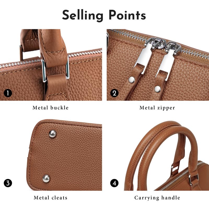Caitina Women's Top Handle Crossbody Bags PU Leather Satchel Bags with Detachable Strap Purse for Women Brown - Image 5
