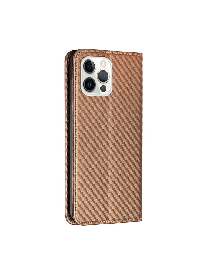 Zaboon Case For iPhone 13 Pro Max Carbon Fiber Texture Flip Holder Leather Phone Case - Image 3