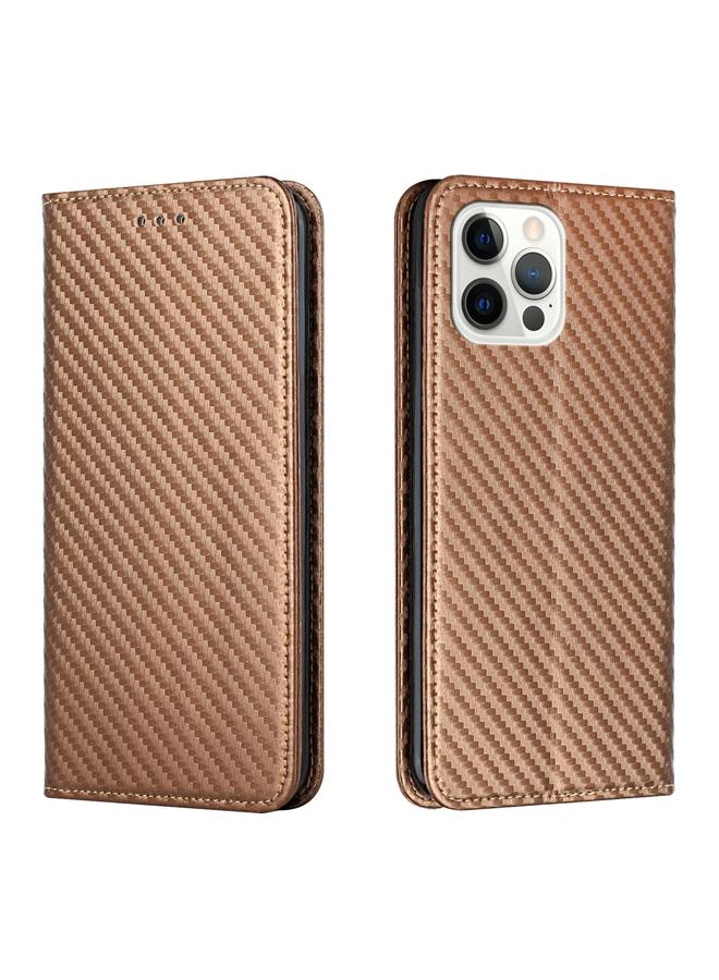 Zaboon Case For iPhone 13 Pro Max Carbon Fiber Texture Flip Holder Leather Phone Case - Image 1