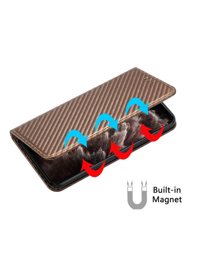 Zaboon Case For iPhone 13 Pro Max Carbon Fiber Texture Flip Holder Leather Phone Case - Image 4