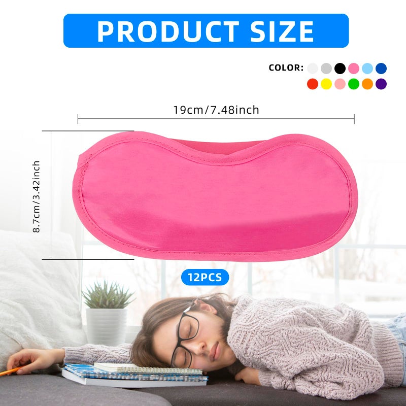Notoke 12pcs Eye Mask Sleep Masks Blindfolds Multicolor Sleeping Mask Blindfold Eye Cover Team Building Games Party with Nose Pad and Adjustable Strap for Women Men Kids - Image 2