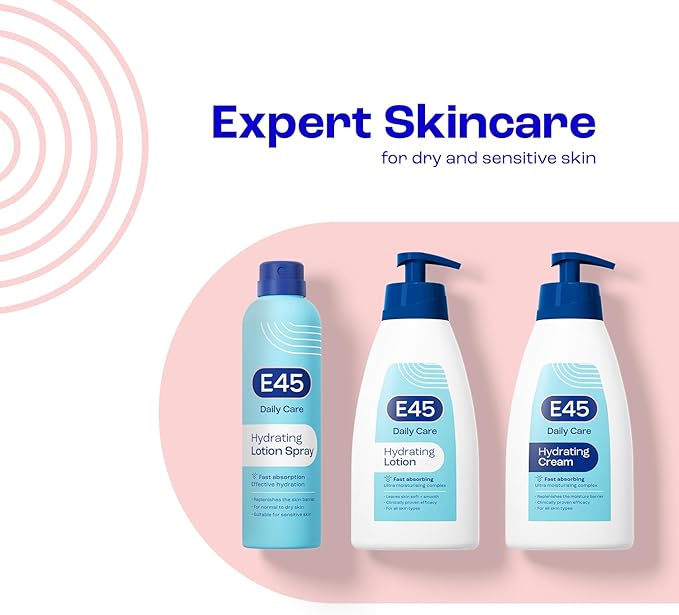E45 Daily Skin Lotion 400 ml E45 Lotion for Very Dry Skin NonGreasy Lightweight Moisturiser PerfumeFree Body Face Hand Cream Dermatologically Tested Pack of 2