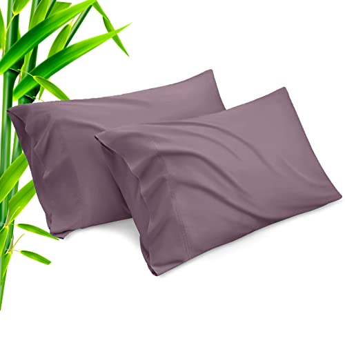 Pillow Cases Standard Size 2 Pack Bamboo Rayon Cooling Pillowcases with Envelope Closure Cool Breathable Pillow Case for Hot Sleepers  Night Sweats 20x26 inches Greish Purple