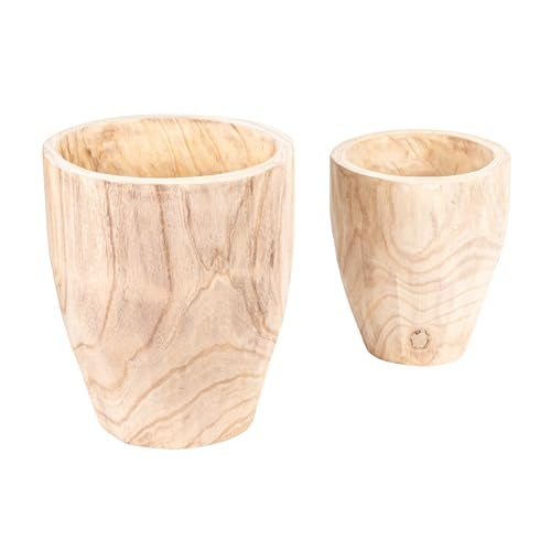 Creative Co-op Creative CoOp Rounded Paulownia Wood Pots Set of 2 Sizes