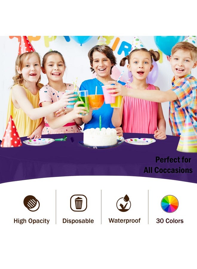 Exquisite Party Solids 12-Pack Premium Plastic 84-Inch Round Tablecloth - Purple - Image 5