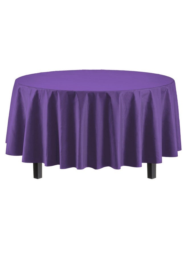 Exquisite Party Solids 12-Pack Premium Plastic 84-Inch Round Tablecloth - Purple - Image 2