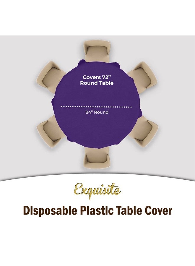 Exquisite Party Solids 12-Pack Premium Plastic 84-Inch Round Tablecloth - Purple - Image 4