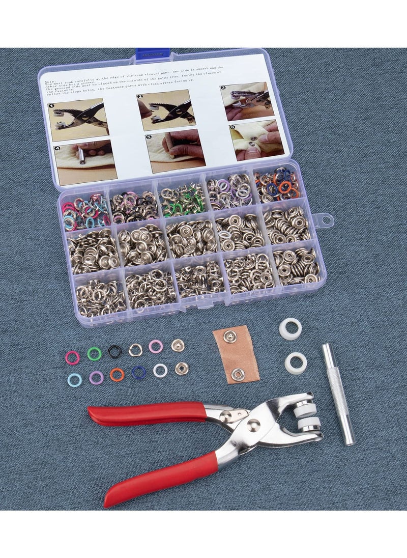 200 Sets Snap Button Snap Fastener kit Snaps 9.5mm Metal Snaps Buttons with Fastener Pliers Press Tool Kit Perfect for DIY Crafts Clothes Hats and Sewing(10 Colors)  - Image 4