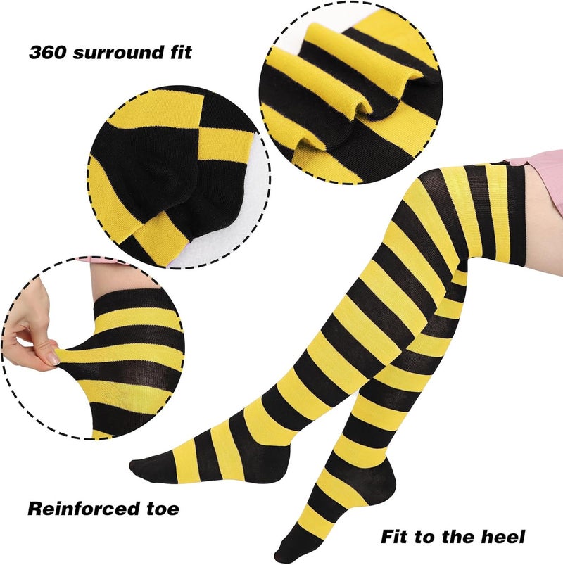 DAZCOS Striped Thigh High Socks Elastic Over The Knee Knit Stockings Leg Warmers for Christmas - Image 2