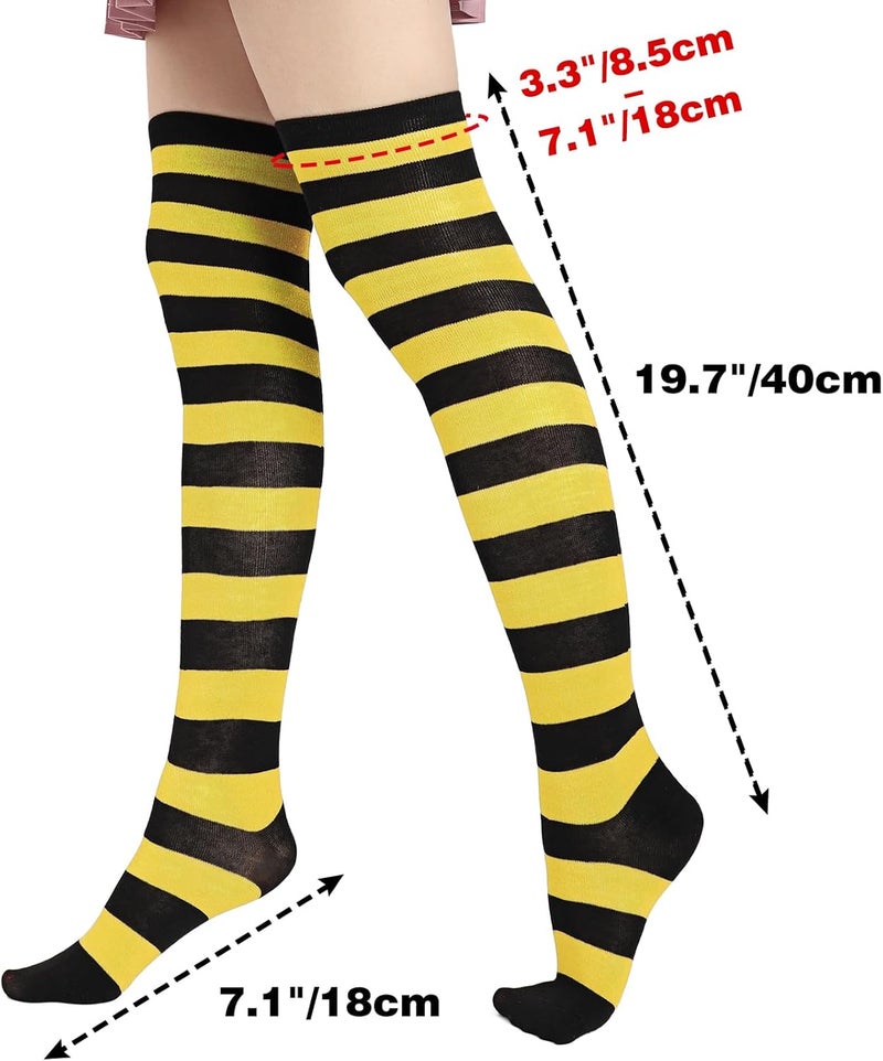 DAZCOS Striped Thigh High Socks Elastic Over The Knee Knit Stockings Leg Warmers for Christmas - Image 3