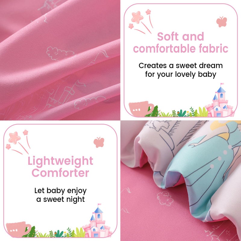 PHF 4 Piece Toddler Bedding Set, Ultra Soft Toddler Comforter Sets Include Comforter, Fitted Sheet, Flat Top Sheet and Pillowcase for Girls, Christmas Bed in A Bag for Baby Bedroom, Princesses - Image 3