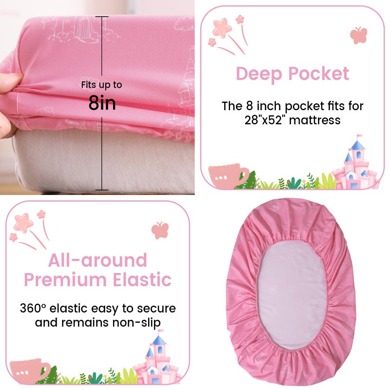 PHF 4 Piece Toddler Bedding Set, Ultra Soft Toddler Comforter Sets Include Comforter, Fitted Sheet, Flat Top Sheet and Pillowcase for Girls, Christmas Bed in A Bag for Baby Bedroom, Princesses - Image 4
