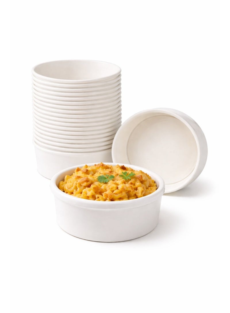 ECOWAY Compostable Disposable Bowls - Heavy Duty Made Of Paper - [26 Ounce - 750 Ml, Pack Of 25] Bowls Eco-Friendly Biodegradable Perfect For Salad, Soup, Dessert, Hot or Cold Use, White - Image 1