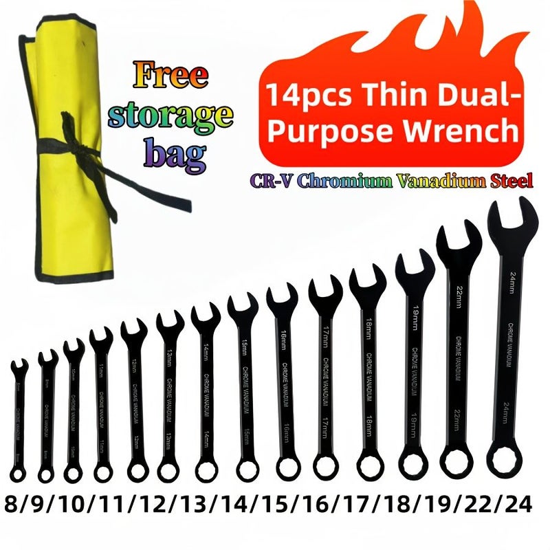 14pcs Heavy Duty Metric Socket Set With Wrenches For Automotive Repair DIY - Image 2