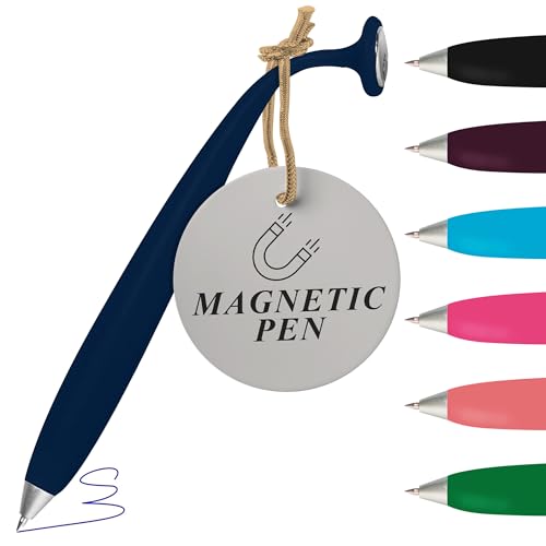 Wellspring Wiggle Writing Pens - Magnetic Pen with Built-in Magnet for Fridge Notes & Lists - Refillable Pens for Home & Office - Navy - Image 1