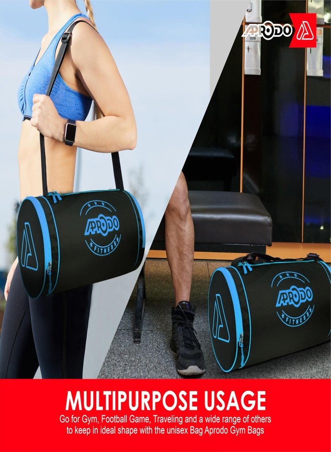 APRODO Polyester PU Coated Sports Duffle/Shoulder/Gym Bag for Men & Women, 23L (18 x 9 x 9) Inch (Black/Blue) - Image 2