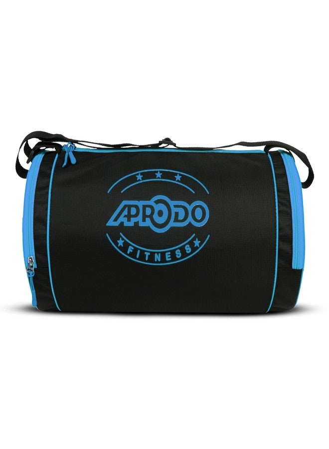APRODO Polyester PU Coated Sports Duffle/Shoulder/Gym Bag for Men & Women, 23L (18 x 9 x 9) Inch (Black/Blue) - Image 1