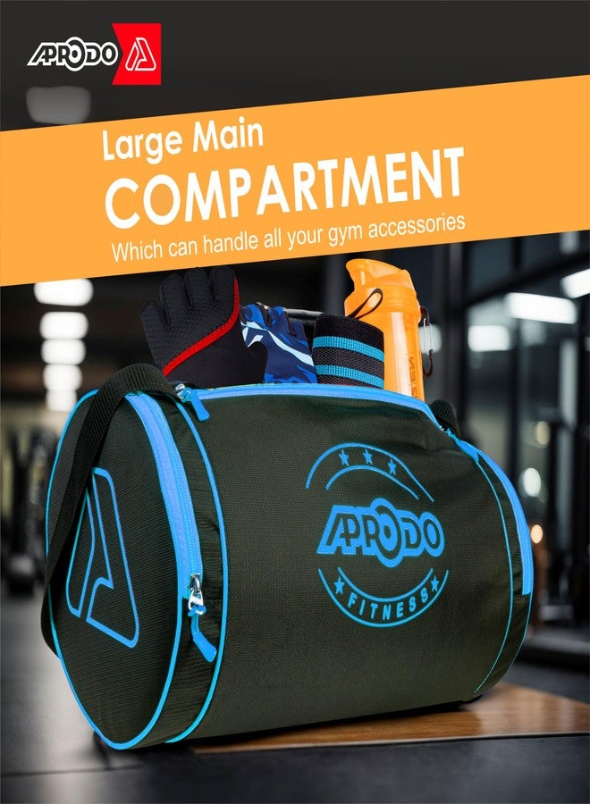 APRODO Polyester PU Coated Sports Duffle/Shoulder/Gym Bag for Men & Women, 23L (18 x 9 x 9) Inch (Black/Blue) - Image 5