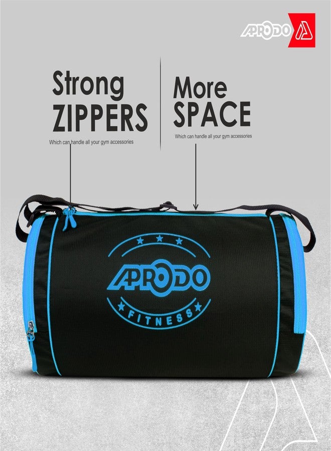 APRODO Polyester PU Coated Sports Duffle/Shoulder/Gym Bag for Men & Women, 23L (18 x 9 x 9) Inch (Black/Blue) - Image 4