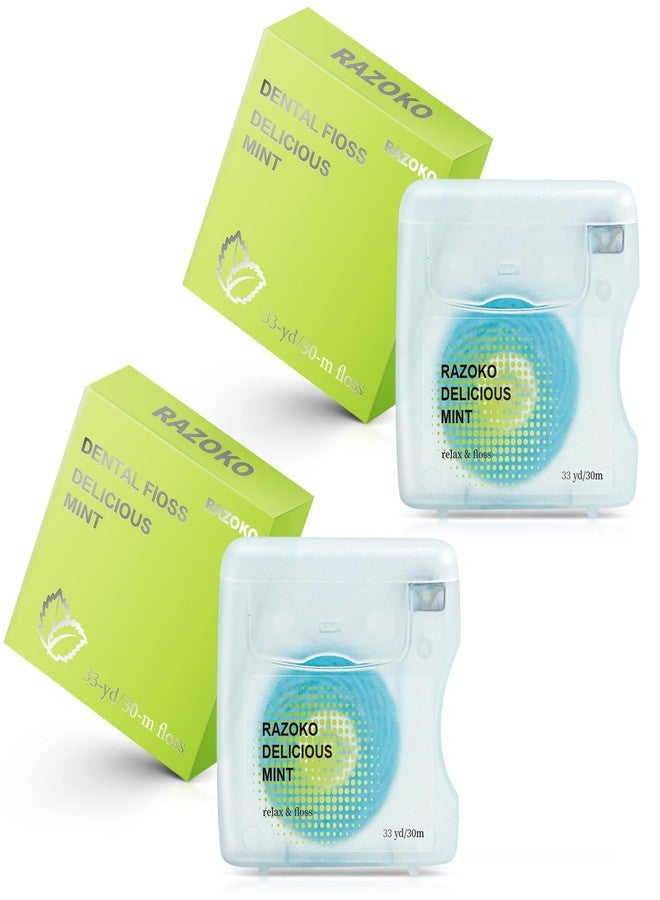 RAZOKO Coconut Oil Infused Woven Dental Floss, Vegan and Cruelty-Free, Mint Scent, 4 Month Supply(33 Yds x 2 Units) - Image 1