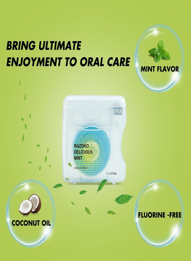 RAZOKO Coconut Oil Infused Woven Dental Floss, Vegan and Cruelty-Free, Mint Scent, 4 Month Supply(33 Yds x 2 Units) - Image 3