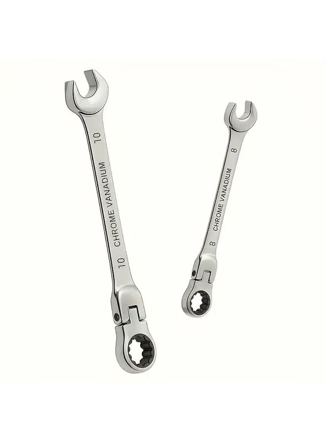 Heavy Duty Manual Wrench Tool 2pcs Chromium Vanadium Adjustable Jaw Hand Crank Multifunctional Hand Tool No Battery Needed Portable Durable Metal Construction For Automotive Plumbing DIY Projects Professional Mechanics Home Use Ergonomic Compact Sturdy Design - Image 1