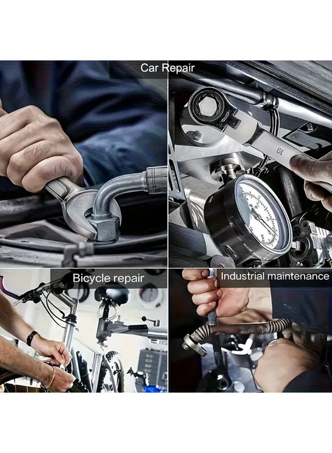 Heavy Duty Manual Wrench Tool 2pcs Chromium Vanadium Adjustable Jaw Hand Crank Multifunctional Hand Tool No Battery Needed Portable Durable Metal Construction For Automotive Plumbing DIY Projects Professional Mechanics Home Use Ergonomic Compact Sturdy Design - Image 4