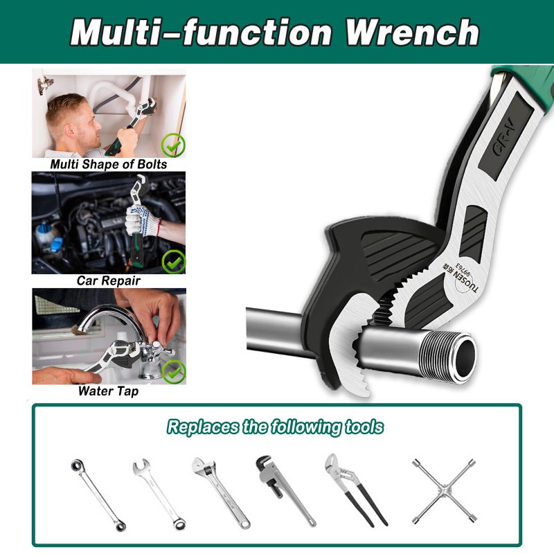 Groword 6 Inch Adjustable Wrench - Auto Size Adjusting, 0.28"-0.6" (7-15MM), Multi-Size Spring Adjustable, Rapid Wrench for Car, Bicycle, Plumbing Repairs - Image 4