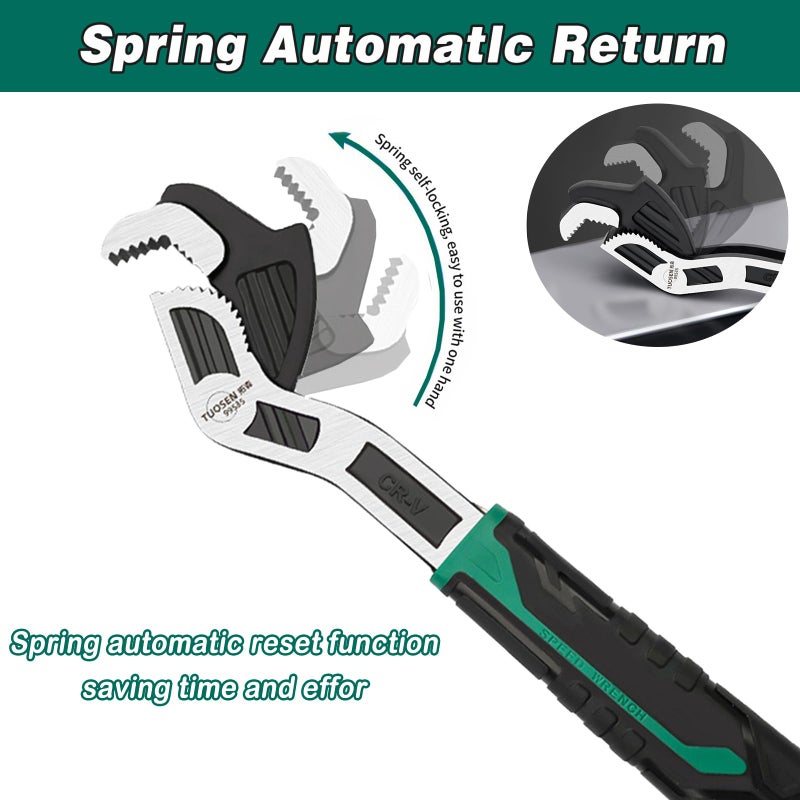 Groword 6 Inch Adjustable Wrench - Auto Size Adjusting, 0.28"-0.6" (7-15MM), Multi-Size Spring Adjustable, Rapid Wrench for Car, Bicycle, Plumbing Repairs - Image 2