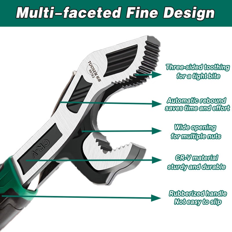 Groword 6 Inch Adjustable Wrench - Auto Size Adjusting, 0.28"-0.6" (7-15MM), Multi-Size Spring Adjustable, Rapid Wrench for Car, Bicycle, Plumbing Repairs - Image 5