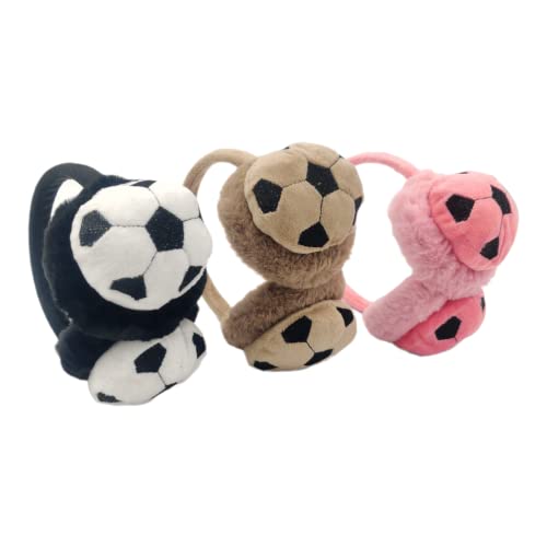 UMANI® Kids Winter Earmuffs Adjustable Soft Plush Faux Fur Ear Warmers for Girls & Boys 5-10 (FOOTBALL, 3PC ASSORTED COLOUR) - Image 4