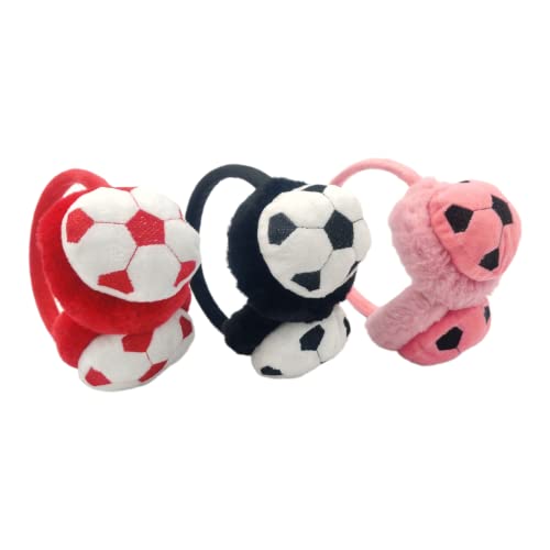 UMANI® Kids Winter Earmuffs Adjustable Soft Plush Faux Fur Ear Warmers for Girls & Boys 5-10 (FOOTBALL, 3PC ASSORTED COLOUR) - Image 3