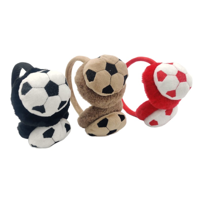 UMANI® Kids Winter Earmuffs Adjustable Soft Plush Faux Fur Ear Warmers for Girls & Boys 5-10 (FOOTBALL, 3PC ASSORTED COLOUR) - Image 5