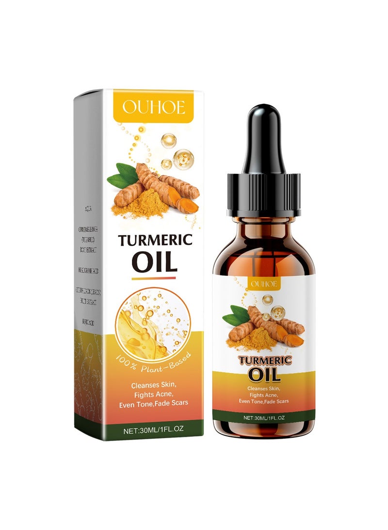 OUHOE Turmeric Oil, Turmeric Dark Spot Correcting Serum Oil, Turmeric Repair Face Serum, Natural Turmeric Bright Skin Dark Spot Skin Care Moisturizing Repair Serum, Turmeric Oil for Face Dark Spots 30ml - Image 1