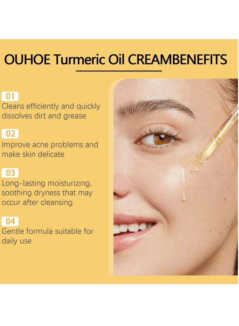 OUHOE Turmeric Oil, Turmeric Dark Spot Correcting Serum Oil, Turmeric Repair Face Serum, Natural Turmeric Bright Skin Dark Spot Skin Care Moisturizing Repair Serum, Turmeric Oil for Face Dark Spots 30ml - Image 3