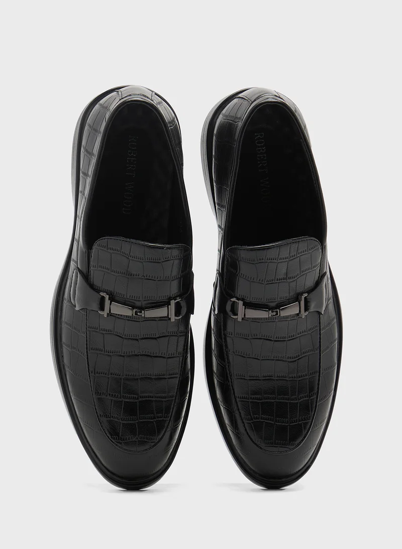 Robert Wood Croc Emboss Formal Slip Ons