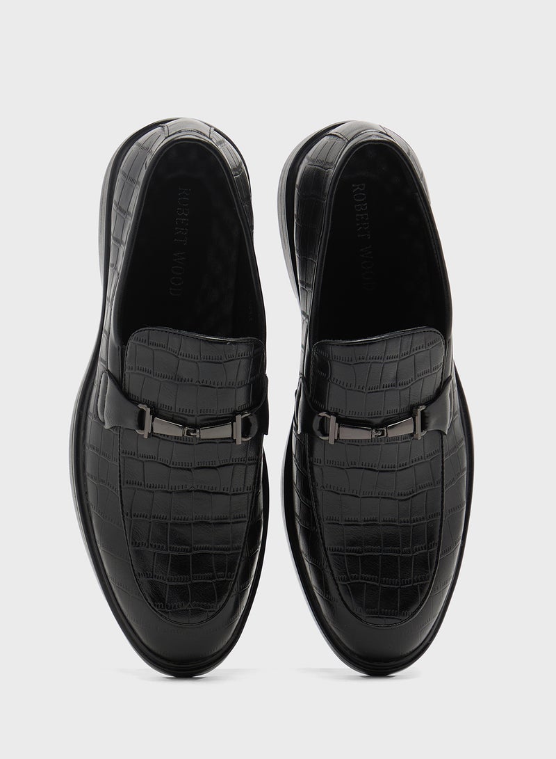Robert Wood Croc Emboss Formal Slip Ons - Image 4