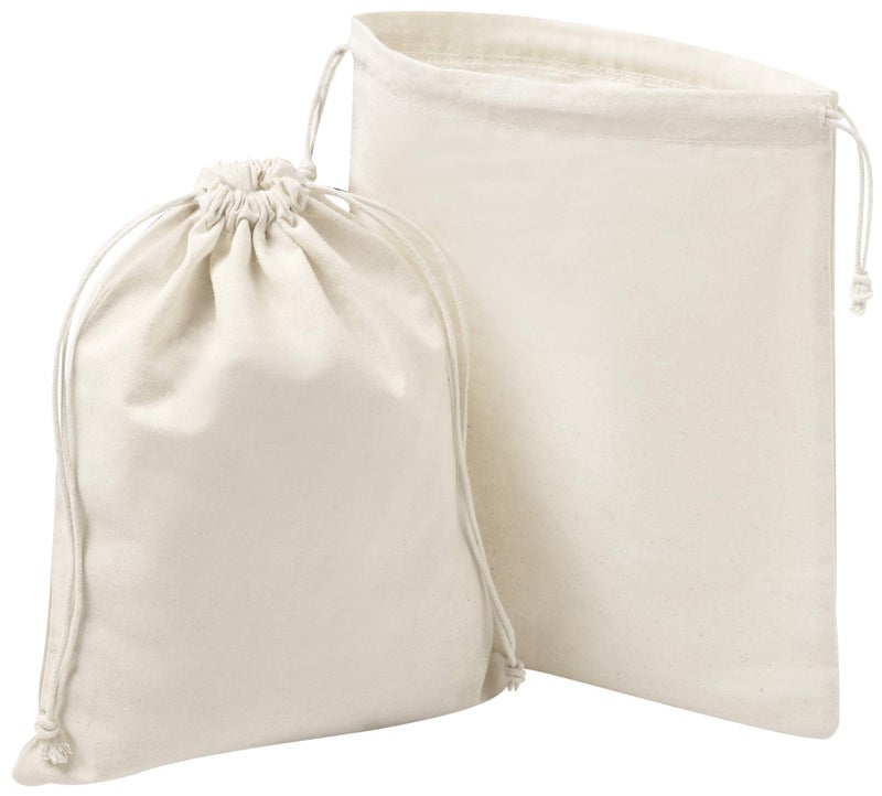 DR أكياس در 100% قطن موسلين بحبل سحب 12 حزمة للتخزين والهدايا - غير مبيضة (8 × 10 بوصة، بيج) - Image 4