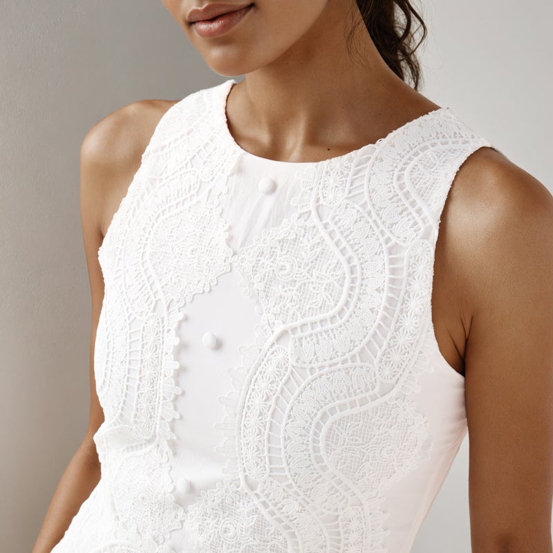 تواكستريمز فستان ميدي بدون أكمام بتفاصيل دانتيل - Image 4