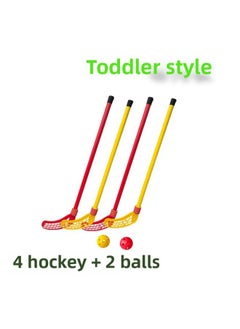 Children's Hockey Stick Suit Toy Kindergarten Sports Catch Stick Indoor Outdoor Games Interactive Games-Colour:Toddler Size 4 Hockey Sticks + 2 Balls