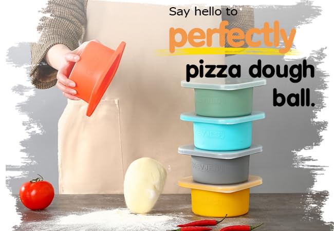 KEVJES Stackable Silicone Artisan Pizza Dough Proofing Boxes Proving Containers with Lids-2 pack-500ml portion (Green) - Image 5
