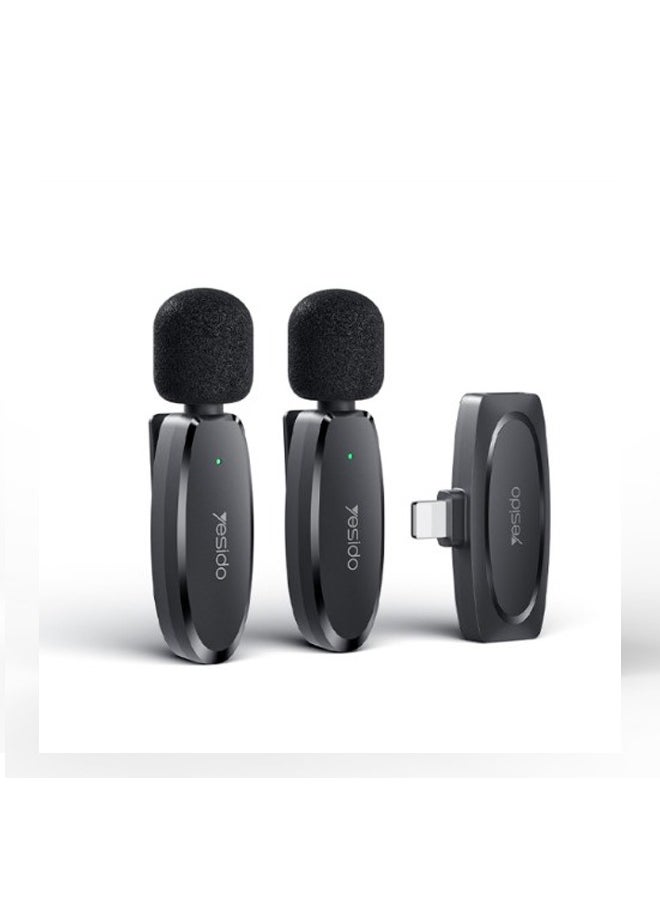 Yesido - Dual Wireless Microphone, ip Connector, Yesido KR14 Black allows to achieve noise reduction - Image 1