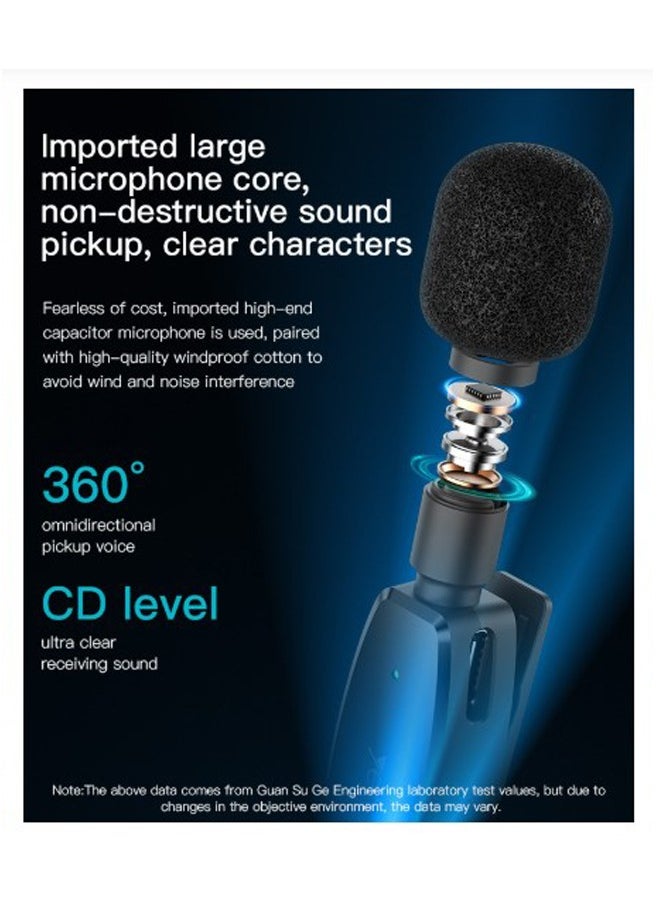 Yesido - Dual Wireless Microphone, ip Connector, Yesido KR14 Black allows to achieve noise reduction - Image 1