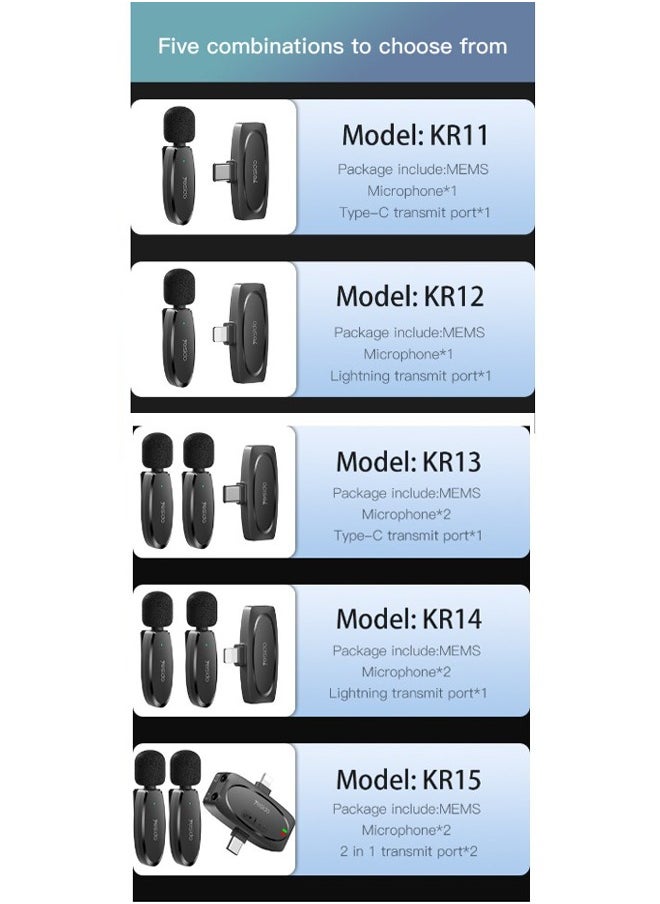 Yesido - Dual Wireless Microphone, ip Connector, Yesido KR14 Black allows to achieve noise reduction - Image 1